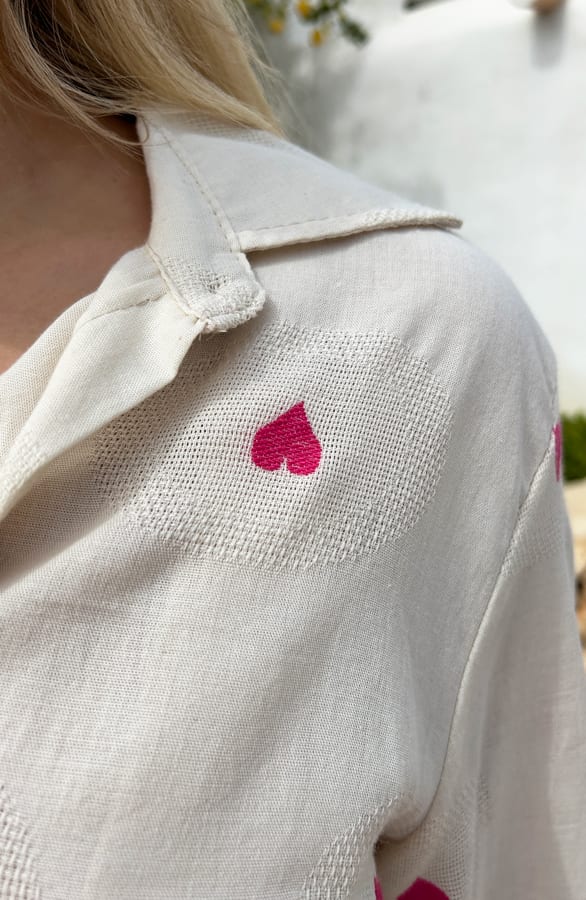 Katoenen Hartjes Blouse Fuchsia – shoparchief, foto 3