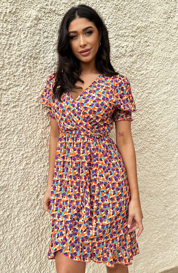 Violet Pofmouwen Jurk Oranje – shoparchief, foto 1