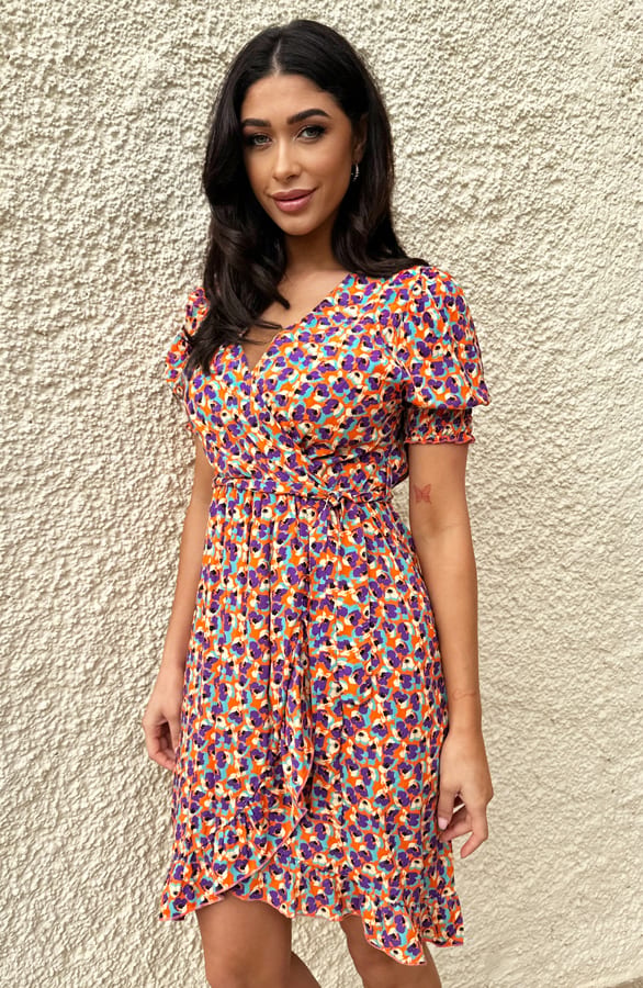 Violet Pofmouwen Jurk Oranje – shoparchief, foto 2