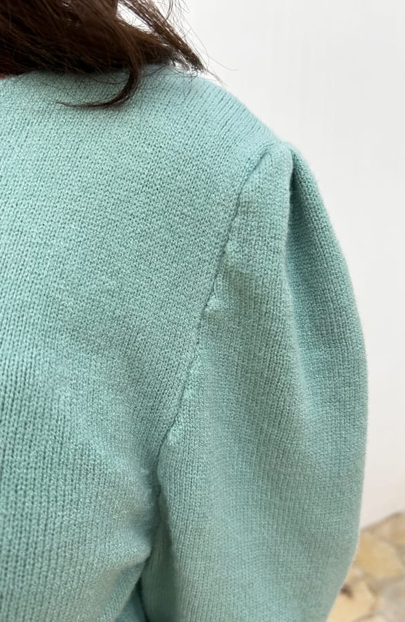 Knitted Pofmouwen Ruffle Top Mint – shoparchief, foto 4