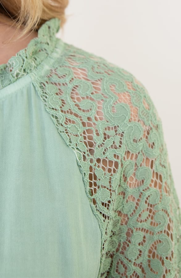 Lace Sleeve Shirt Mint – shoparchief, foto 5