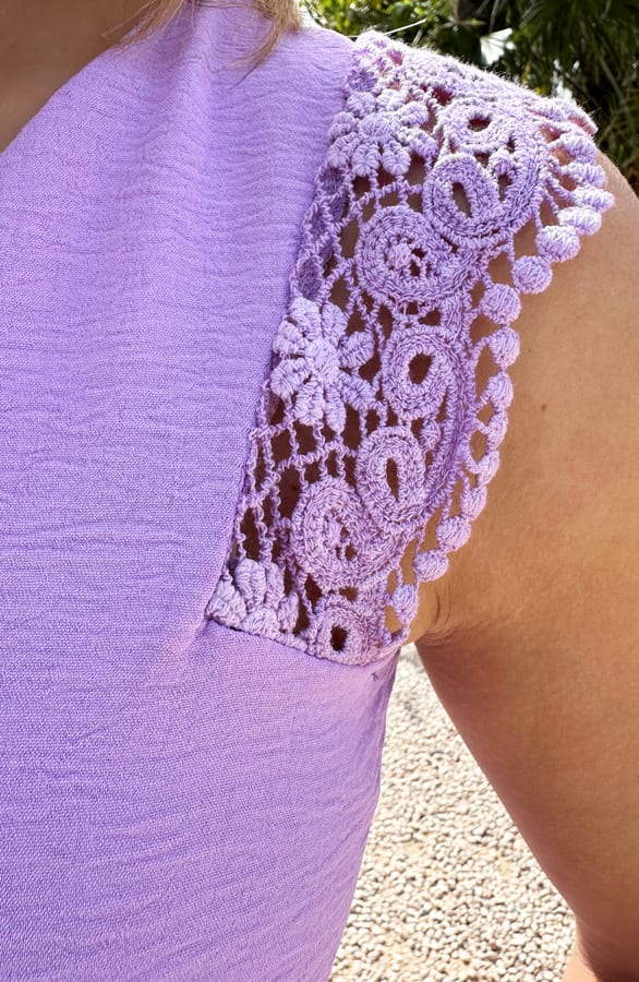Lace V-Hals Top Dames Lila – shoparchief, foto 4