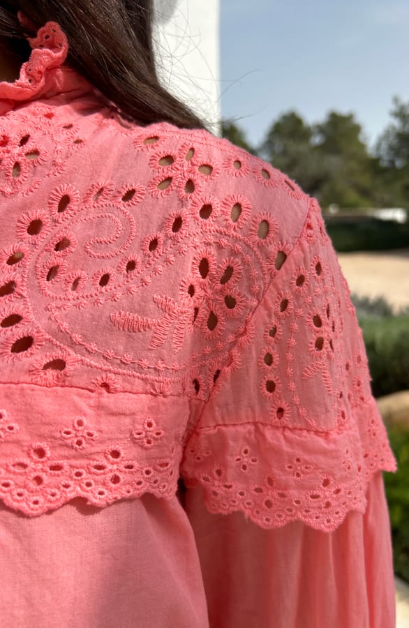 Lovely Lace Blouse Katoen Koraal – shoparchief, foto 5