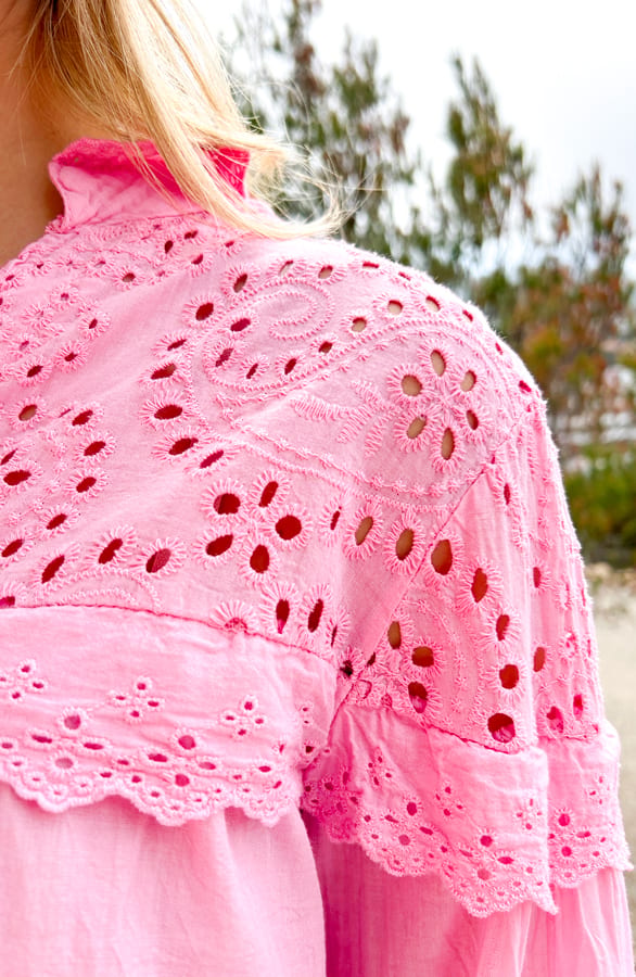 Lovely Lace Blouse Katoen Roze – shoparchief, foto 8