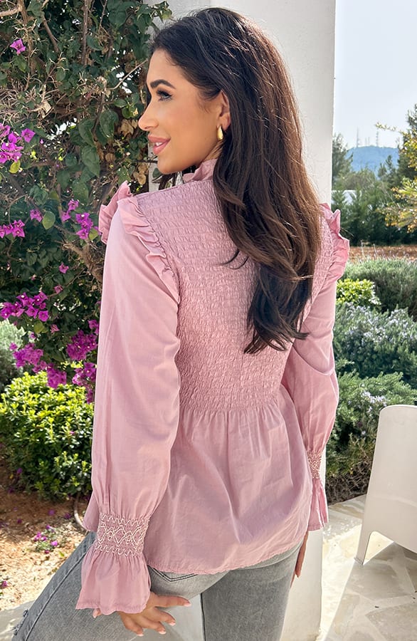Lurex Smocked Blouse Paris Pink – shoparchief, foto 5