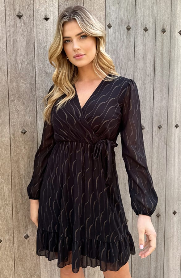 Luxury V-Hals Jurk Gold – jurken, foto 3