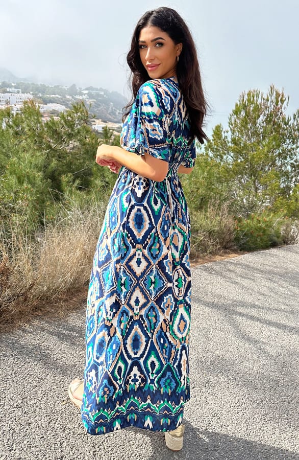 Maxi Dress Colorful Print Blau, Kleider, Foto 8