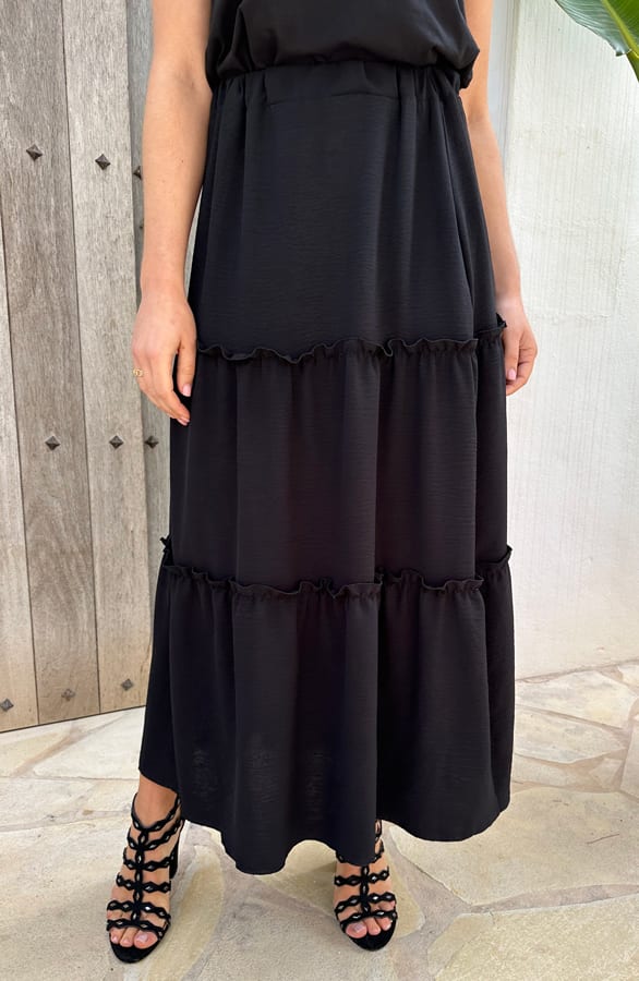 Maxi Rok Ruffle Zwart – shoparchief, foto 1