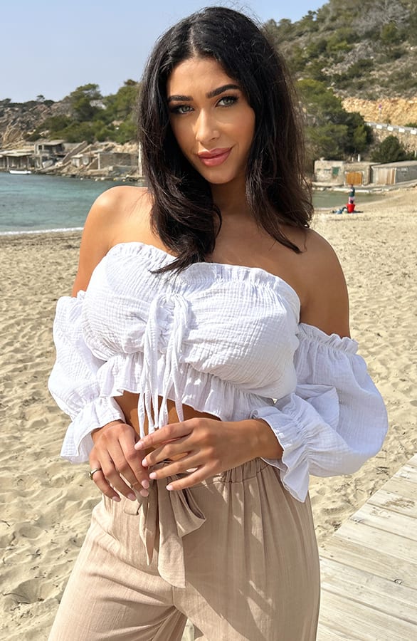 Mousseline Crop Top Wit – shoparchief, foto 1