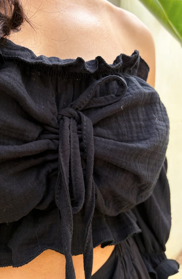 Mousseline Crop Top Zwart – shoparchief, foto 8