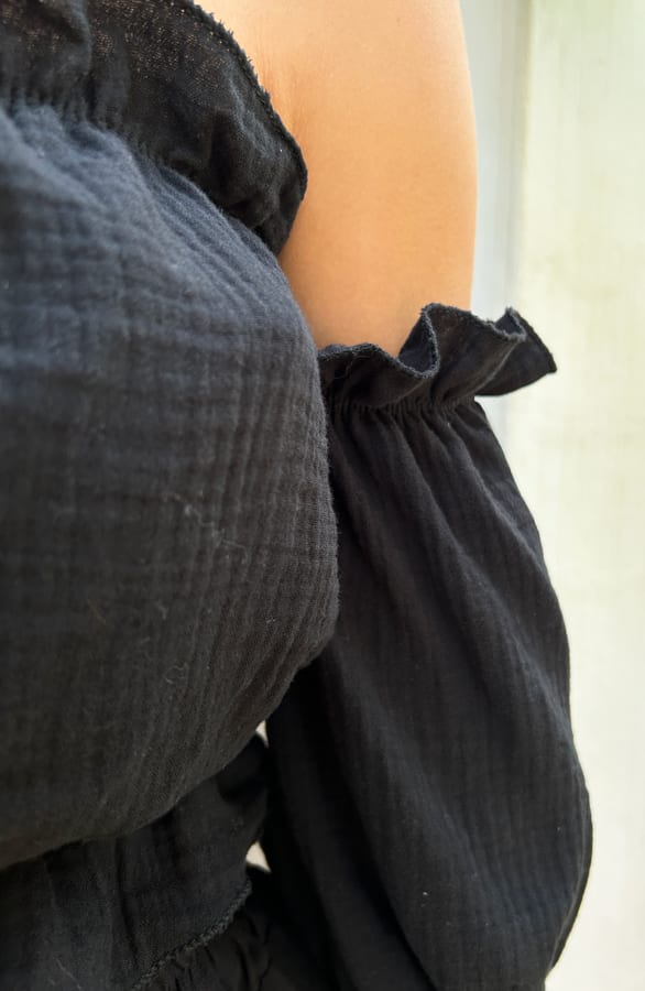 Mousseline Crop Top Zwart – shoparchief, foto 9