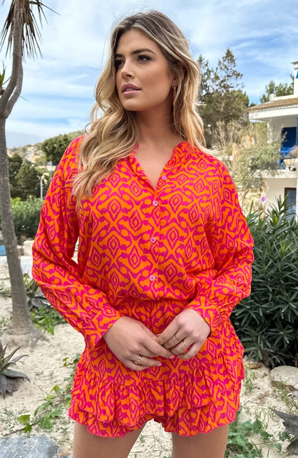 Print Blouse Fuchsia Oranje – shoparchief, foto 4