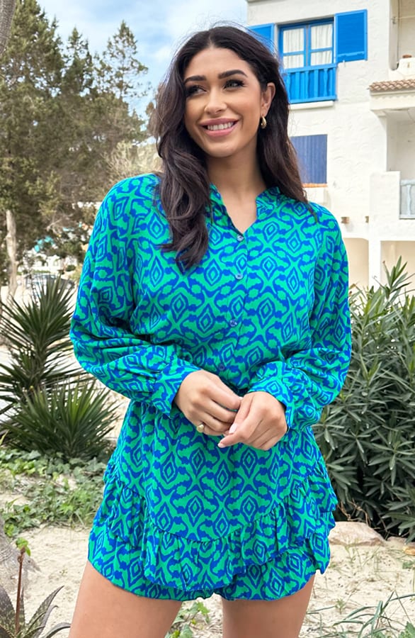 Print Blouse Kobalt Groen – shoparchief, foto 4