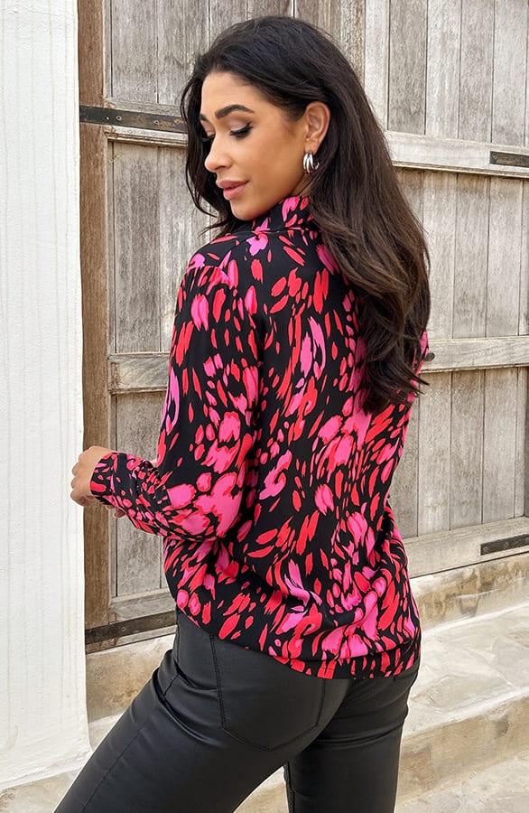 Print Blouse Roze Zwart – shoparchief, foto 4