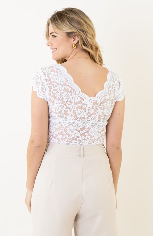 Romantische Top Korte Mouw Ecru – shoparchief, foto 4