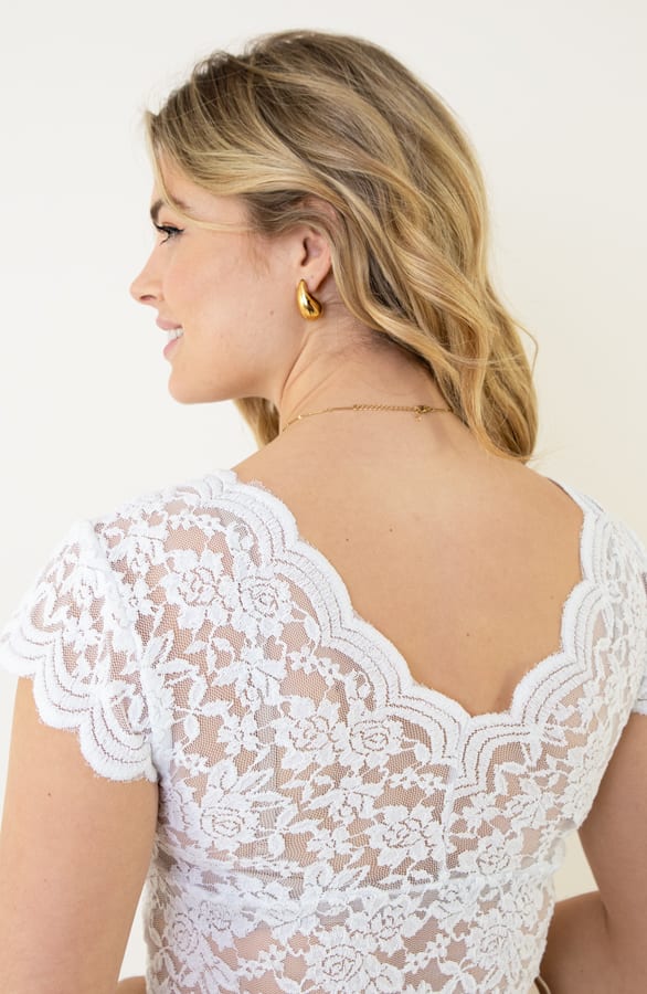 Romantische Top Korte Mouw Ecru – shoparchief, foto 6