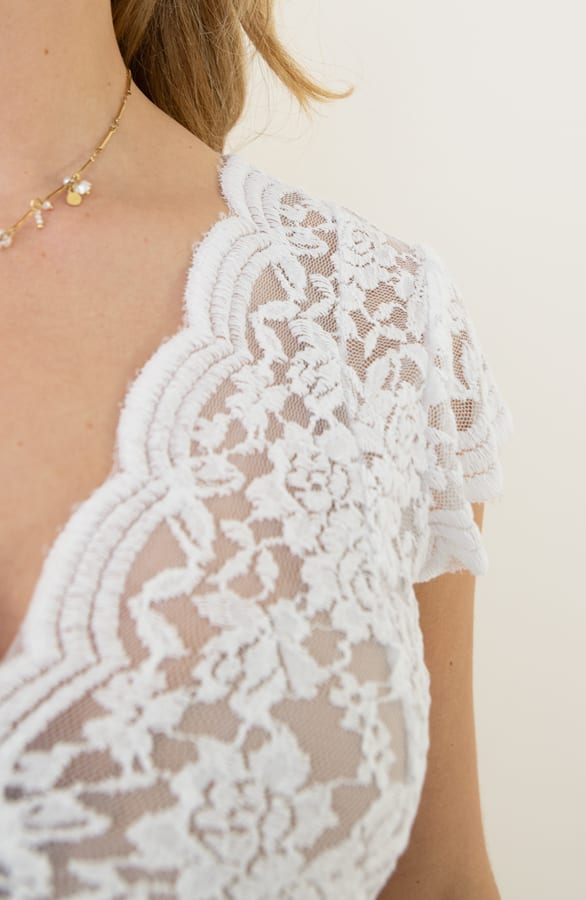 Romantische Top Korte Mouw Ecru – shoparchief, foto 7