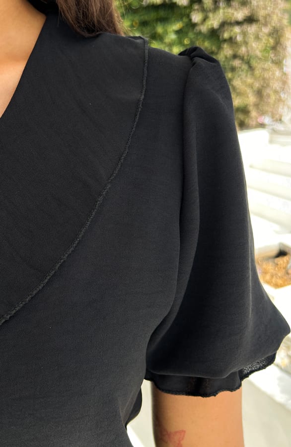 Rüschen Bluse Kurzarm Schwarz, Tops, Foto 6