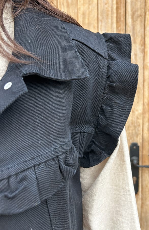 Ruffle Denim Gilet Zwart – shoparchief, foto 11