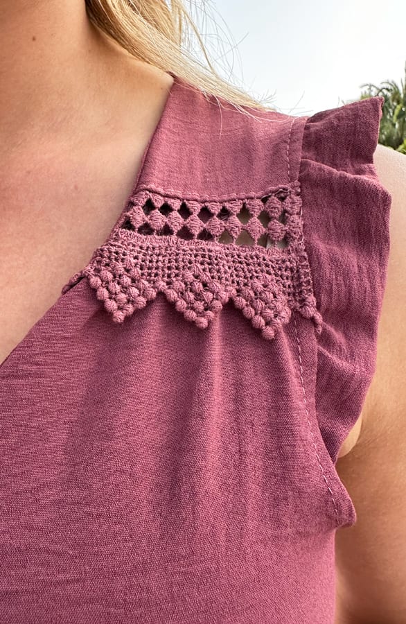 Ruffle V-Hals Top Sevilla Dust Roze – shoparchief, foto 6