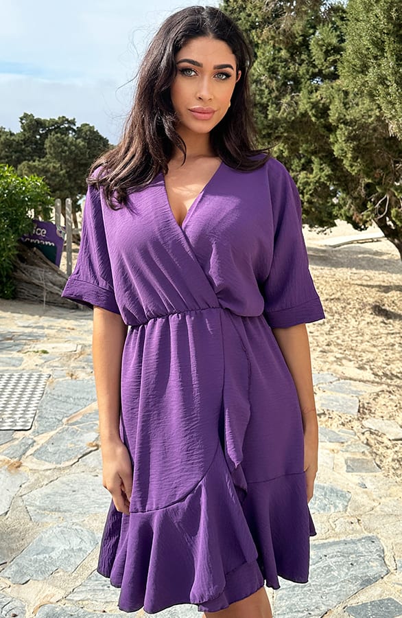 Saint Tropez Ruffle Jurk Dark Purple – jurken, foto 1
