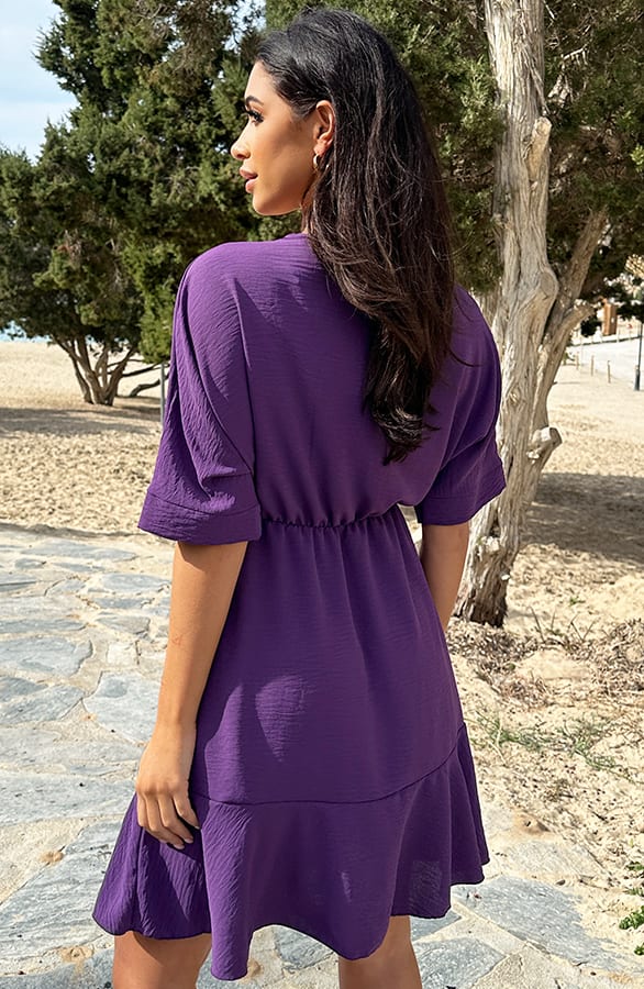 Saint Tropez Ruffle Jurk Dark Purple – jurken, foto 2