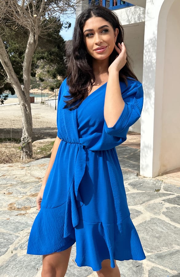 Saint Tropez Ruffle Jurk Kobalt – shoparchief, foto 3