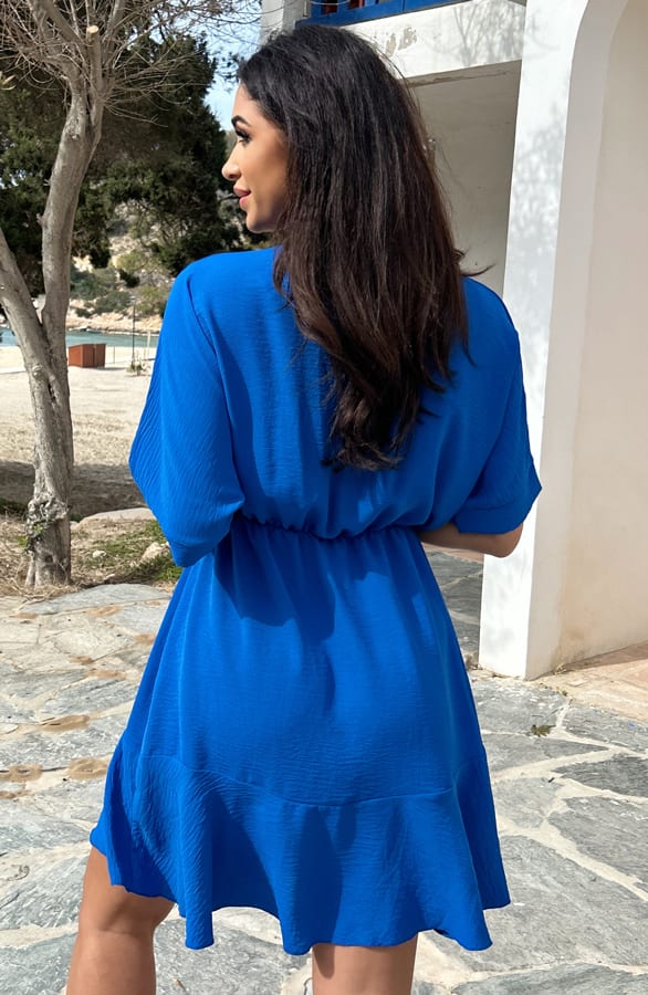 Saint Tropez Ruffle Jurk Kobalt – shoparchief, foto 4