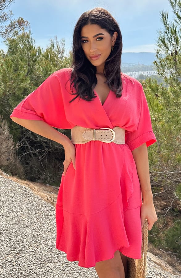 Saint Tropez Ruffle Jurk Koraal – shoparchief, foto 1