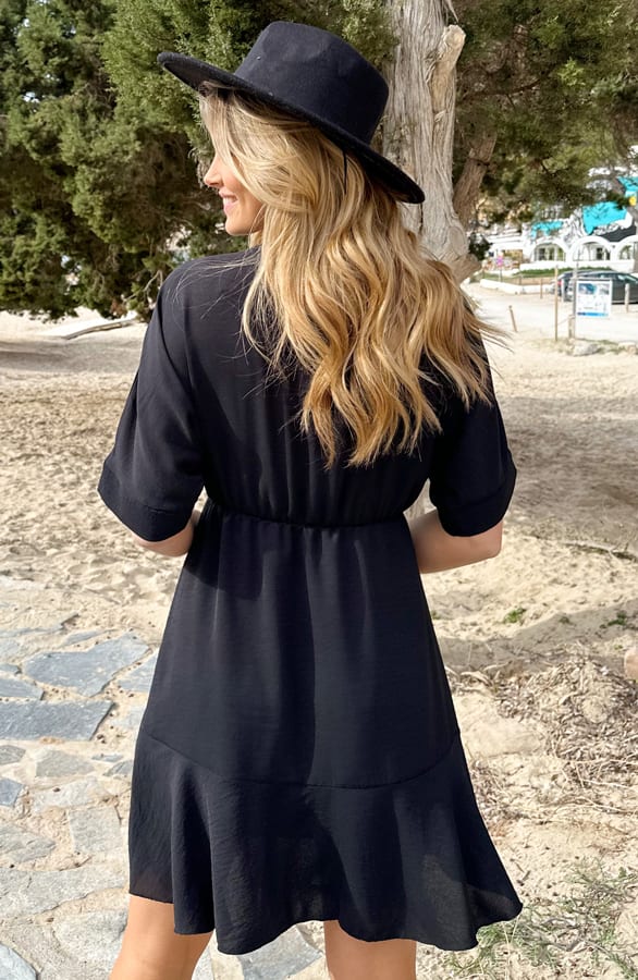 Saint Tropez Ruffle Jurk Zwart – shoparchief, foto 3