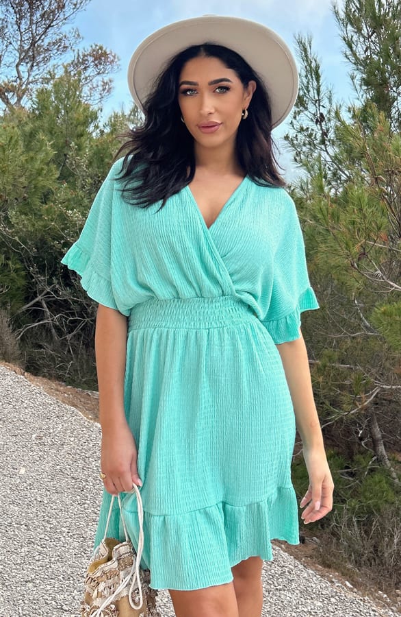 Smocked Low Back Jurk Mint – shoparchief, foto 1