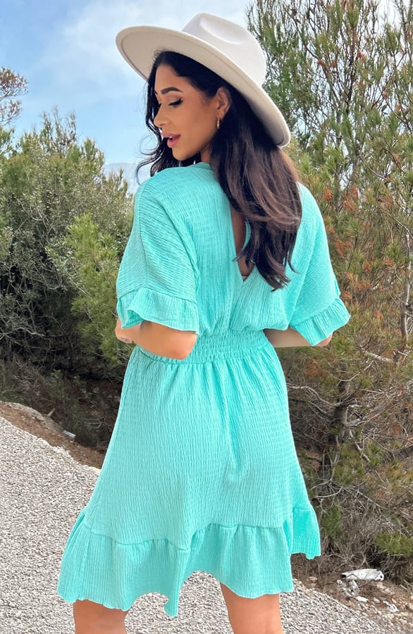 Smocked Low Back Jurk Mint – shoparchief, foto 2