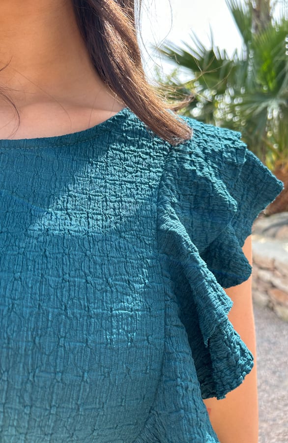 Smocked Ruches Jurk Smaragd – shoparchief, foto 7