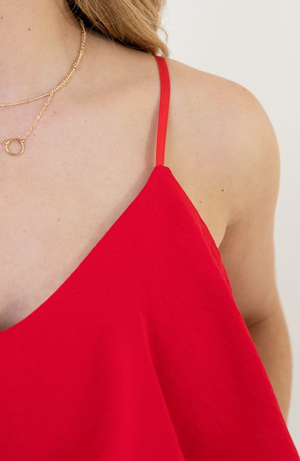Spaghetti Ruffle Top Rood – shoparchief, foto 4