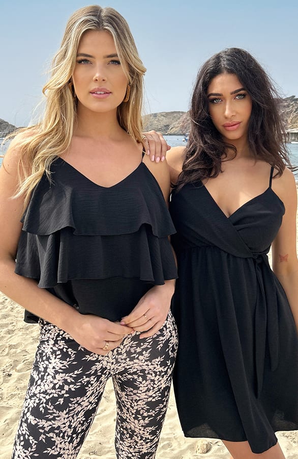 Spaghetti Ruffle Top Zwart – shoparchief, foto 1