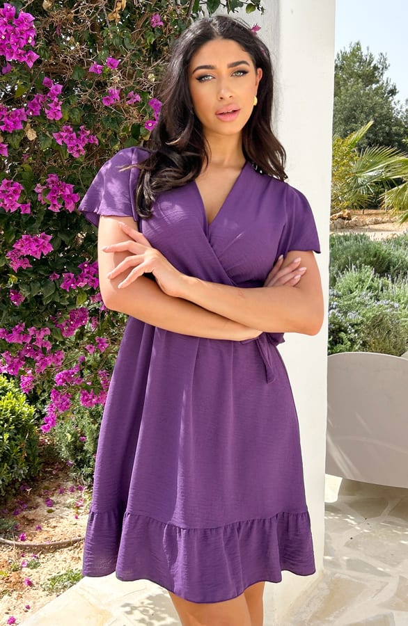 Toscane V-hals Jurk Dark Purple – shoparchief, foto 1