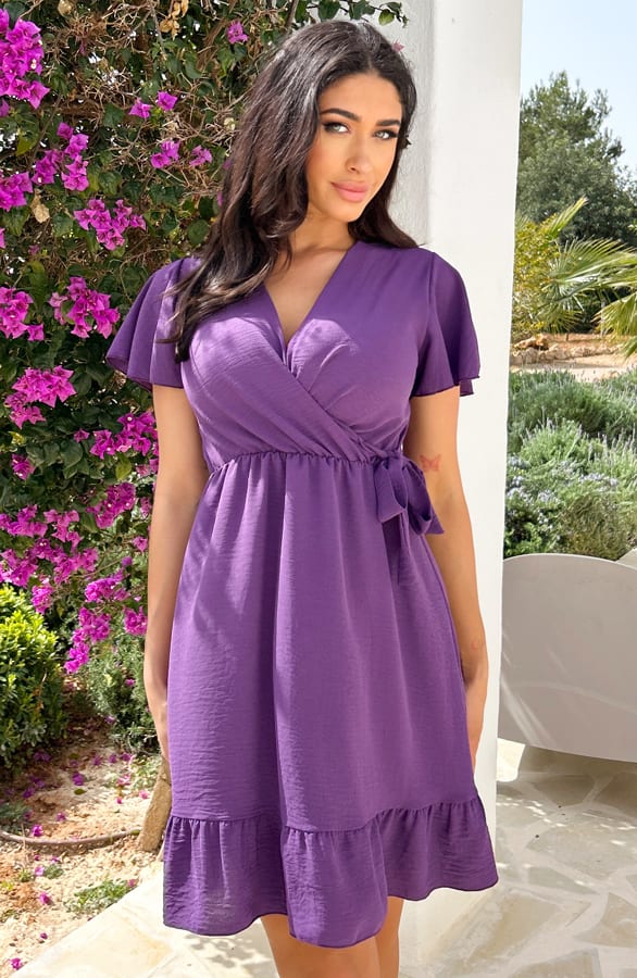 Toscane V-hals Jurk Dark Purple – shoparchief, foto 2