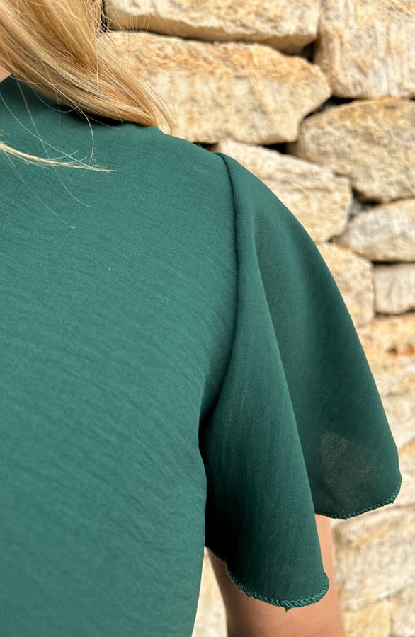 Toscane V-hals Jurk Smaragd – shoparchief, foto 6