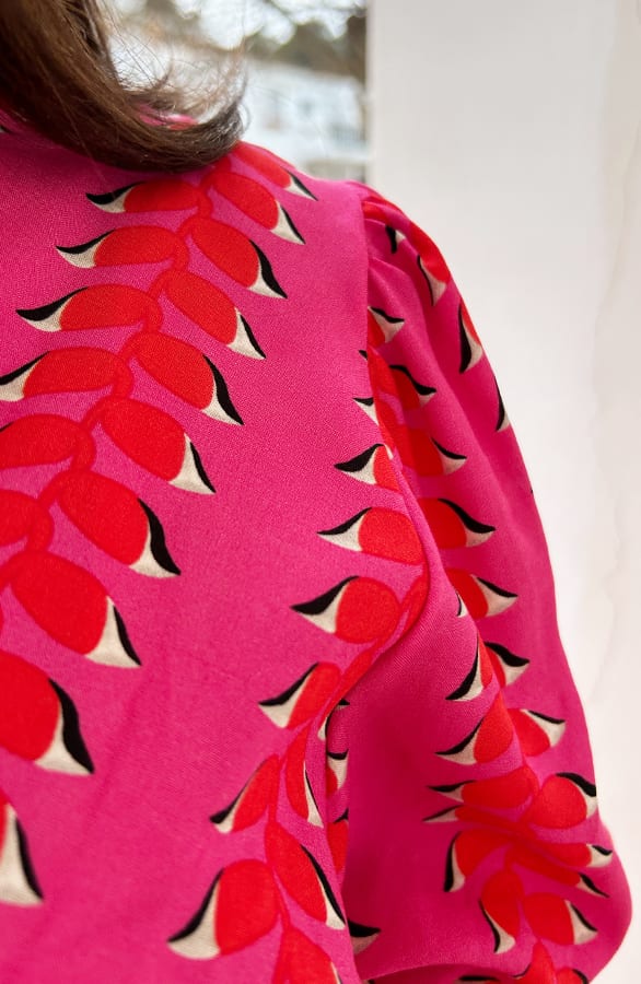 V-hals Jurk Ruffle Overslag Roze – shoparchief, foto 5