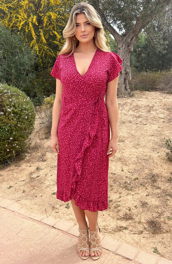 Floral Midi Jurk Pink – shoparchief, foto 5