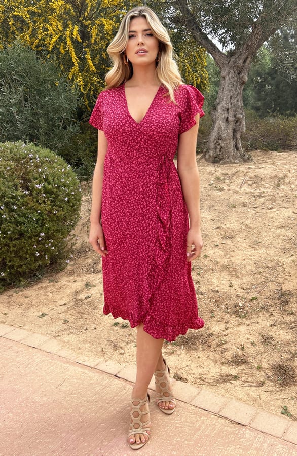 Floral Midi Jurk Pink – shoparchief, foto 3