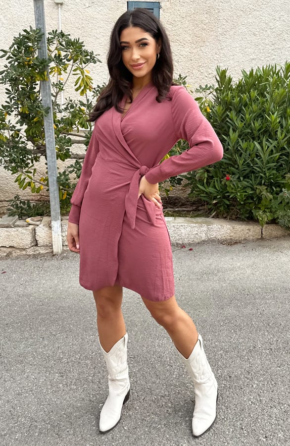 Wrap Dress Button Vegas Dust Roze – shoparchief, foto 5