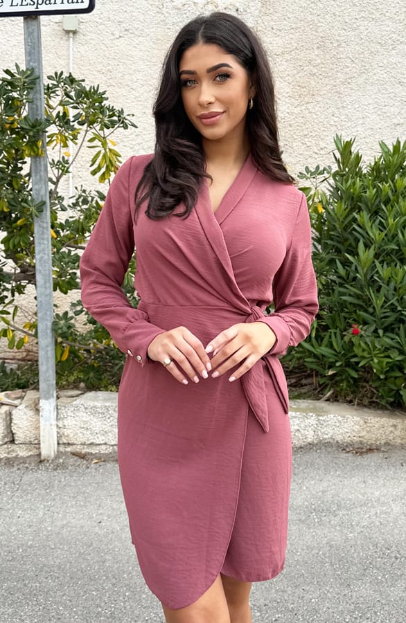 Wrap Dress Button Vegas Dust Roze – shoparchief, foto 2