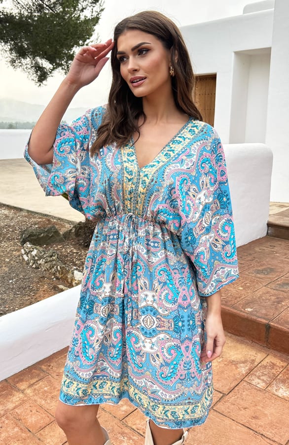 Bali Tuniek Katoen Blauw – shoparchief, foto 2