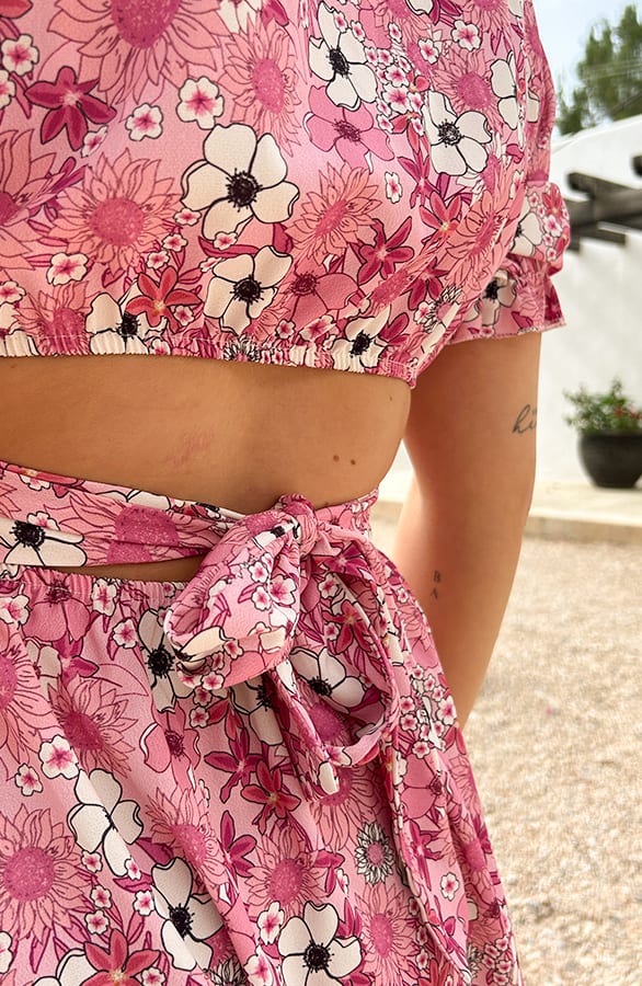 Bloemen Strik Jurk Roze – shoparchief, foto 4