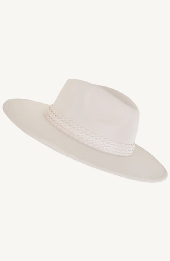 Fedora Hoed Leather Detail Light Beige – shoparchief, foto 1