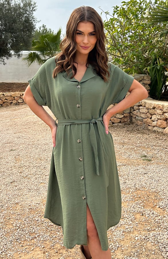Knopen Midi Jurk Army – shoparchief, foto 2