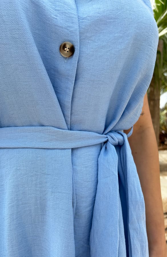 Knopen Midi Jurk Sky Blue – shoparchief, foto 6