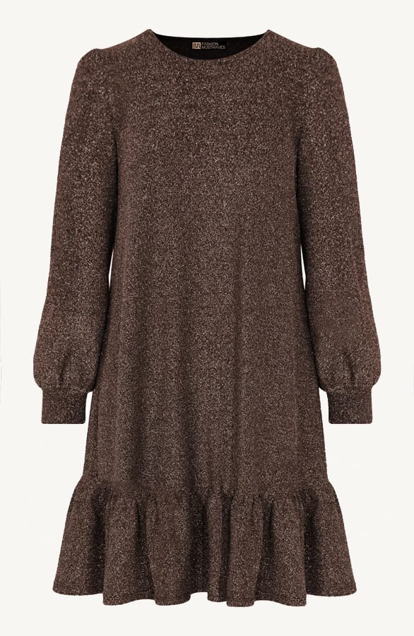Lurex Ruffle Jurk Rosé – shoparchief, foto 1