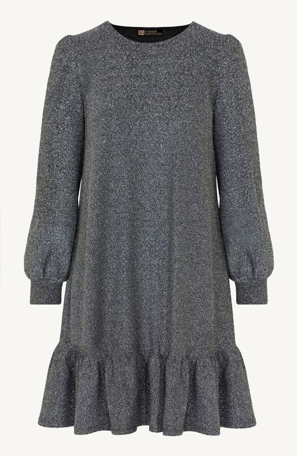 Lurex Ruffle Jurk Zilver – shoparchief, foto 1